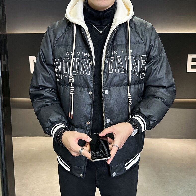2025新款男士羽绒服假两件连帽外套B240-Y8065-P215微宽松版型,男装羽绒服,电商B240
