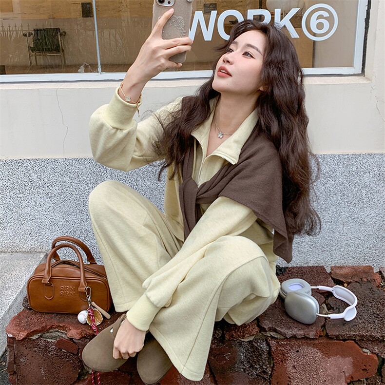 新款现货主推双拉链卫衣套装2513-P165-K238,女装套装/套裙,2C129