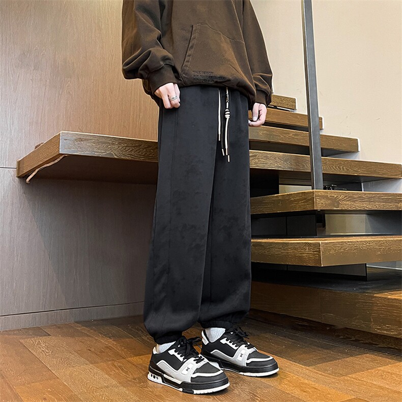 8XL-M痞帅脏脏束脚休闲卫裤男秋冬加绒加厚大码裤子KZ022特价P40,男装休闲裤,电商B312