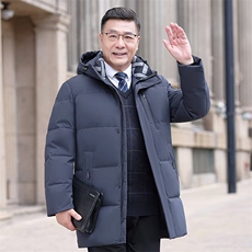 男士中老年羽绒服中长款爸爸装加厚大码外套yr238-P200毛领+10元，男装羽绒服，星座1210B