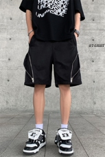 B221美式ins高街暗黑小众拉链休闲短裤五分裤LK23058-P55控78，男装休闲裤，电商B221