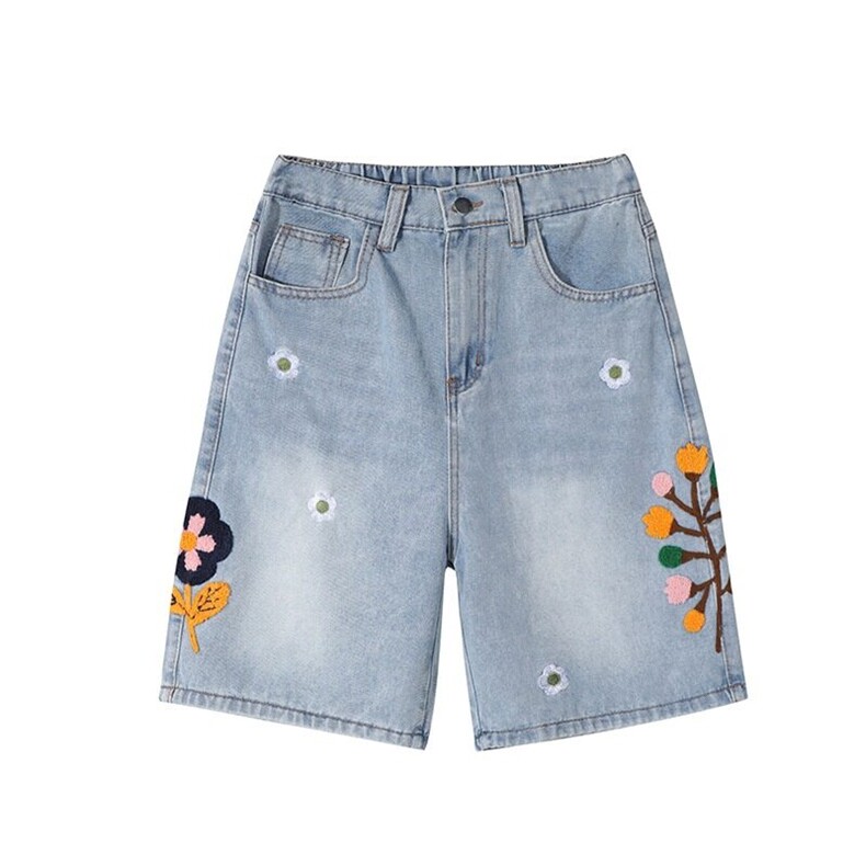 毛巾刺绣牛仔短裤男女韩版潮流2025夏季ins休闲短裤RK2797-P47，男装牛仔裤，星座412-3