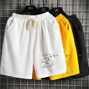 MK37092-P15冰丝短裤男士大码宽松休闲五分裤男运动中裤网格挂拍