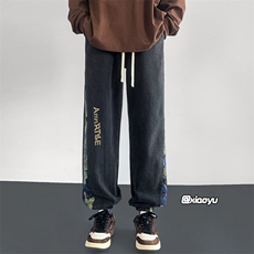 XZ616秋季新款牛仔裤小熊拼接刺绣牛仔长裤TY941M-5XLP55控68，男装牛仔裤，星座512A（原616）