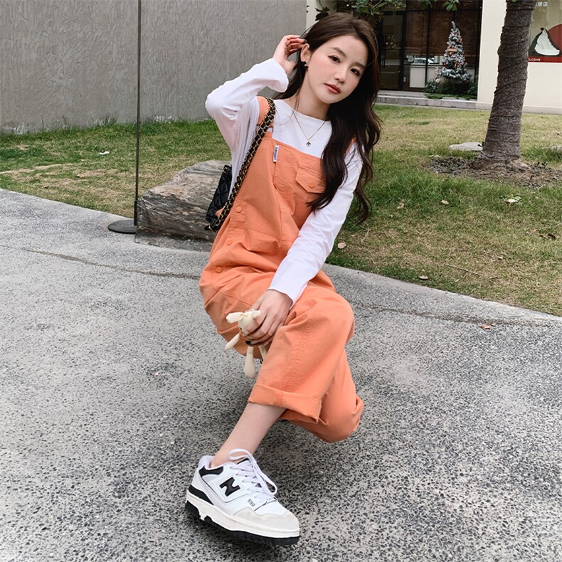 背带裤女2023新款秋季宽松显瘦网红炸街姐妹糖果色闺蜜装,女装连体裤,浙宝276（原081）