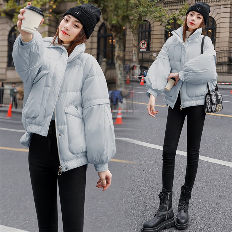 新品冬装2021面包服韩版时尚宽松短款女90%白鸭绒羽绒服外套,女装羽绒服,曼娅璐