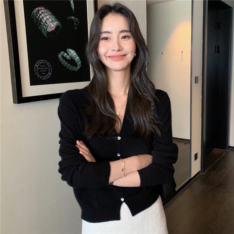2025秋冬百搭时尚假两件开衫拼色舒适,女装羊绒衫,玛卡隆羊绒