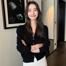 2025秋冬百搭时尚假两件开衫拼色舒适，女装羊绒衫，玛卡隆羊绒
