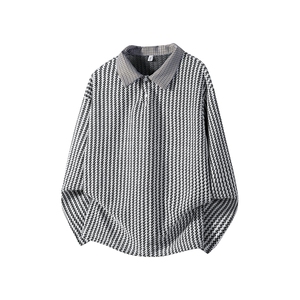 加绒加厚卫衣千鸟格长袖t恤polo打底衫504-T503-特P28（加绒P33）图片