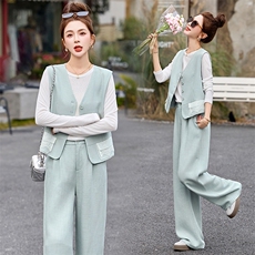 短裤套装女夏2025新款小个子韩系穿搭时尚蕾丝花边洋气休闲三件套，女装套装/套裙，玖莱伊