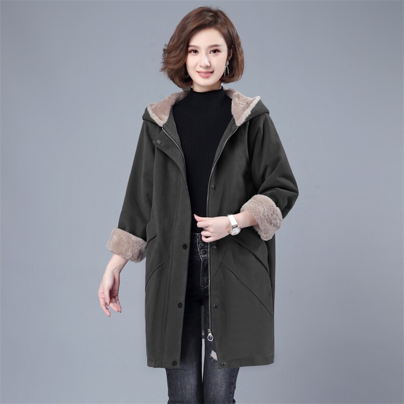 时尚保暖纯棉派克服女款宽松显瘦中长款外套冬季新款潮流女装，女装派克服，韩派