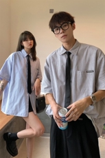 情侣装夏装2026新款短袖衬衫港风男女半袖衬衣团购HK14-P43领带3，男装T恤，电商A233-1