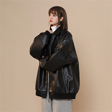 PU皮纯色夹克四芒星金属拉链纯色外套X1213-DY153-P95，男装夹克，星座1213