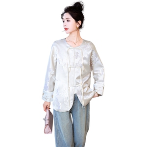 2024新中式女装春装新款唐装盘扣上衣复古改良汉服外套图片