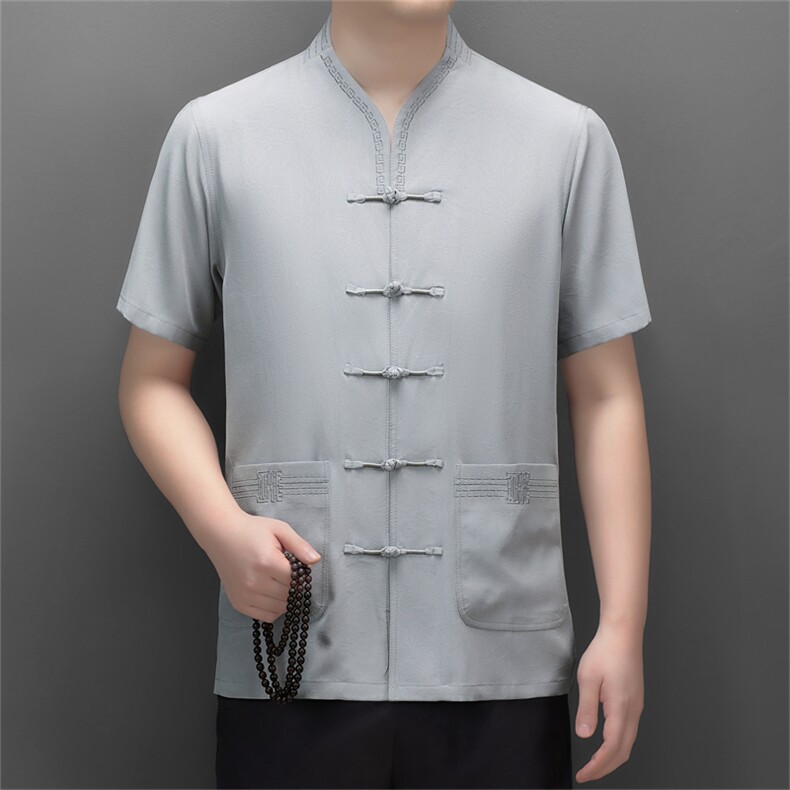 2024风唐装短袖衬衫男夏季中老年风新中式汉服MJ5103-P65,男装衬衫,星座1105-3
