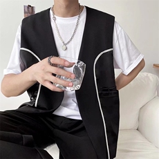 青春流行标准毛织背心慵懒V领潮背心JB10P36，男装背心/马甲，星座1116-2