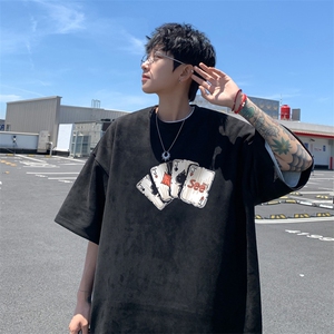 量大优 供视频 重磅麂皮绒短袖t恤男 JT542-特p19图片