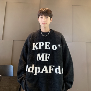 B322P55秋冬字母宽松毛衣打底衫男装男港风图片