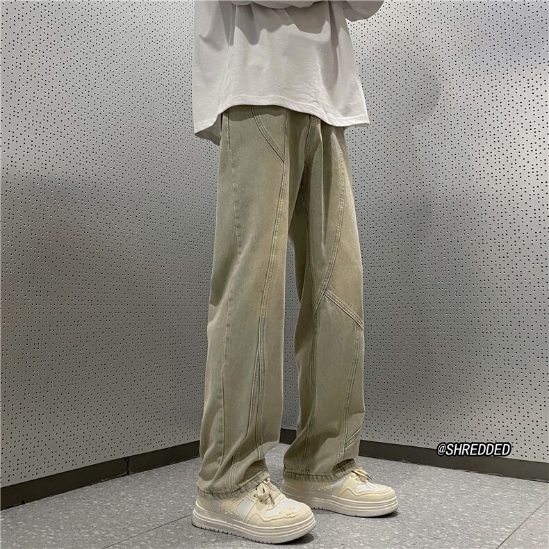 2024秋季新款高街潮流直筒拼接微喇牛仔裤B315-K23472-p60控78,男装牛仔裤,电商B315