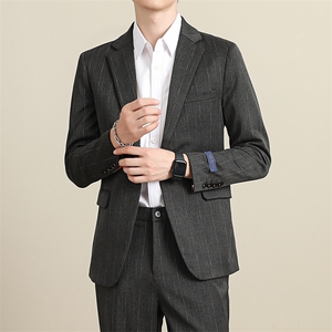 条纹西服外套男士商务职业春季单西修身正装休闲小西装XZ18-P138图片