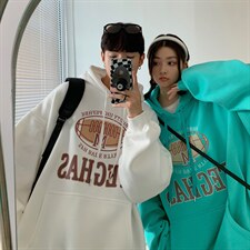情侣装秋装简约印花宽松大码情侣卫衣女外套G956P48男类，女装短外套，电商A339