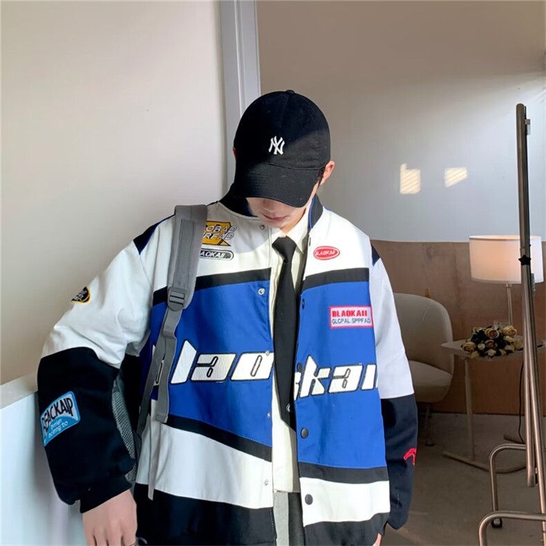 2022潮牌炸街机车夹克棒球服秋季美式复古赛车服外套男W3681-P72,男装夹克,星座512-2