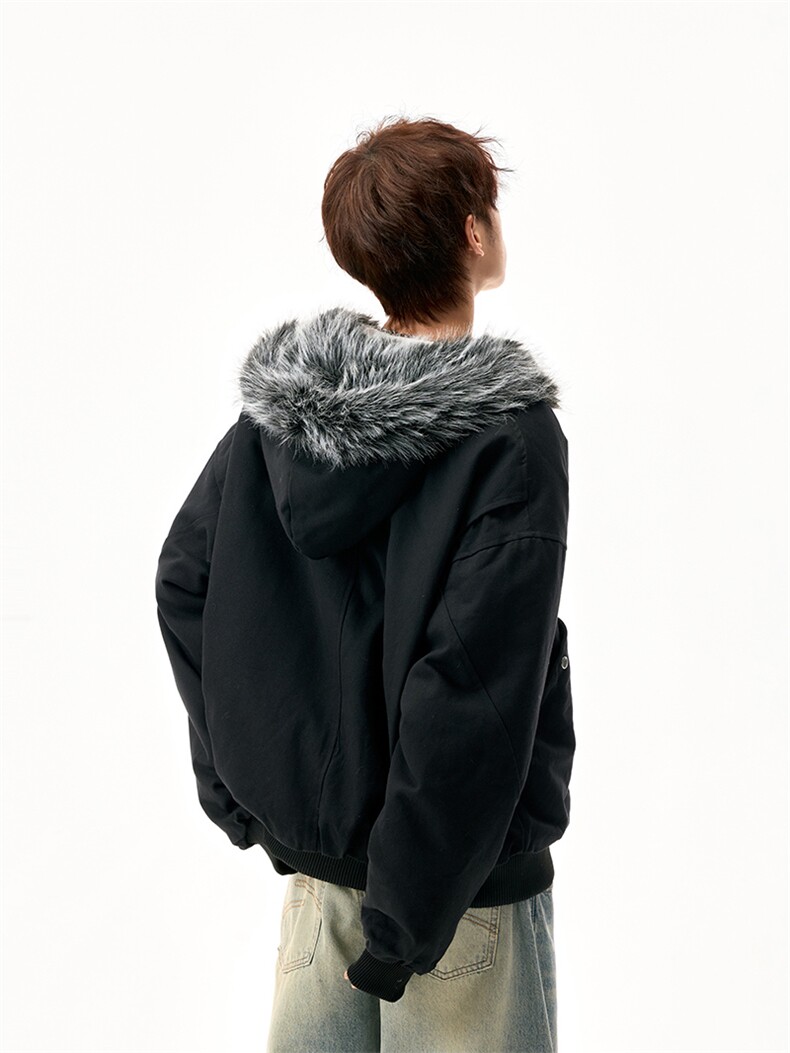 档口现货重磅帆布+通体仿兔毛座山雕毛领潮牌棉服DM8220-P138,男装棉衣,星座603