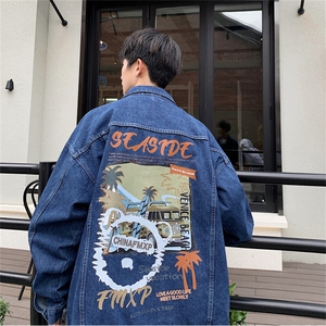 水洗牛仔外套男款秋季痞帅上衣服大码宽松休闲工装夹克JK1018-P68图片