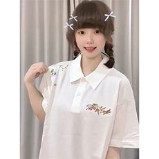 H0961-P45原版全刺绣内里铺布220克POLO领短袖T恤，女装T恤，星座617A-2
