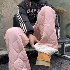 羊羔绒棉裤菱格纹休闲运动男女秋冬加厚高腰阔腿宽松裤A656/P48，男装棉裤，星座506