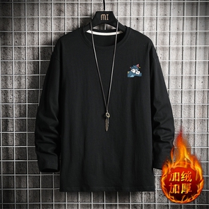 TX3132-P28加绒-P35纯长袖t恤男大码圆领打底衫体恤上衣服