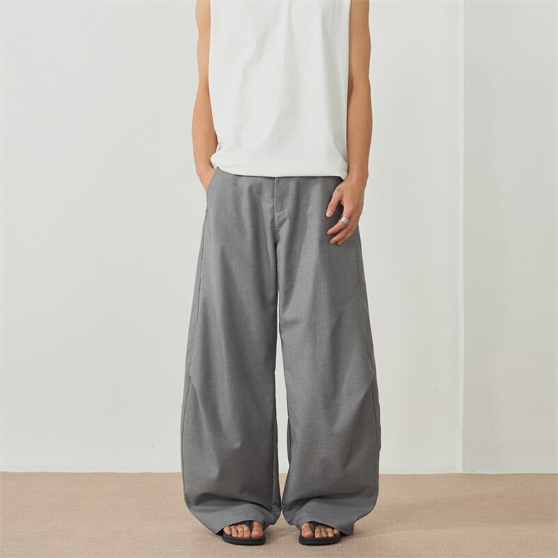 高级感美式通勤垂坠黑色弯刀西裤男女复古老钱风宽松阔腿休闲长裤，男装休闲裤，星座301D(原星座1004-8）