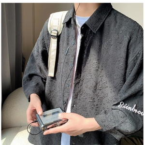 港风花型七分袖衬衫男大码M-5XL风情侣衬衫男QCS7023P45控68图片