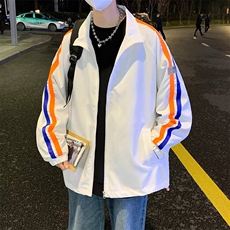 夹克男长袖拼色条纹高街帅个性2023春秋新款ins宽松外套W5037-P41，男装夹克，星座412-3