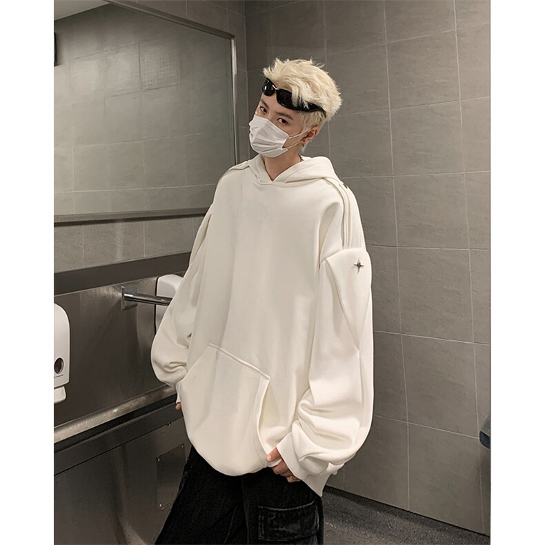 405A美式高街设计感金属拉链连帽卫衣WY24813-P75控98，男装卫衣，星座405A