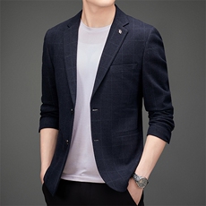 DJ3053钱塘2020-3新款时尚休闲简约百搭中年男士西服外套P152，男装西服，钱塘207-3