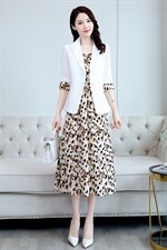 小西装吊带连衣裙女2025年初秋新款名媛气质碎花两件套裙子套装潮，女装套装/套裙，香莘料