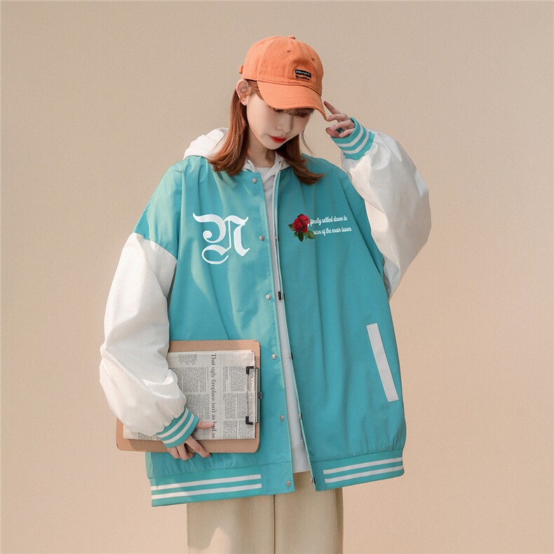 ！秋季新品玫瑰十字架ins潮牌印花棒球服夹克 G73- P65控98图片