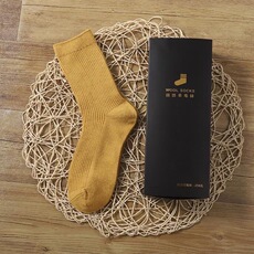 时尚男士保暖抗菌羊毛袜宽条纹设计五双装礼盒多色可选，袜子，三权袜业