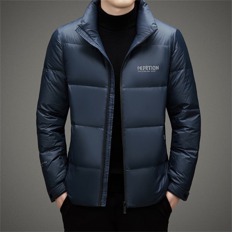 羽绒服男2023新款中年男士商务休闲冬季保暖厚款白鸭绒爸爸装外套,男装羽绒服,电商B212（原钱塘6029）