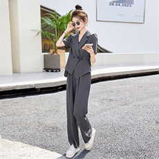 春装2025年新款超火时尚西装套装女夏季休闲高端短袖阔腿裤两件套，女装套装/套裙，雅佳俏