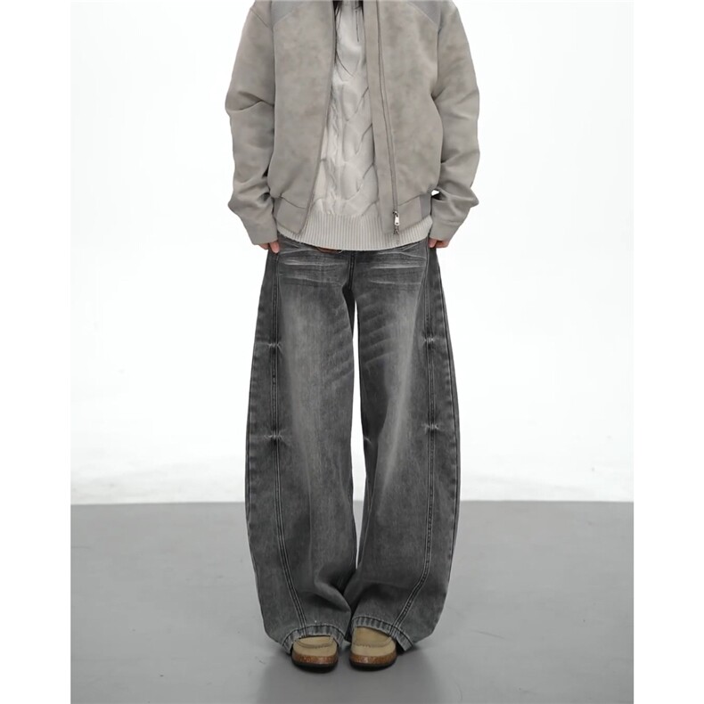 宽松直筒牛仔裤男女同款长裤A140-P55,男装牛仔裤,电商D312