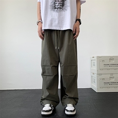 07美式高街hiphop工装裤褶皱伞兵裤直筒阔腿裤XZ211-1-K2331-P55，男装工装外套，星座211-1