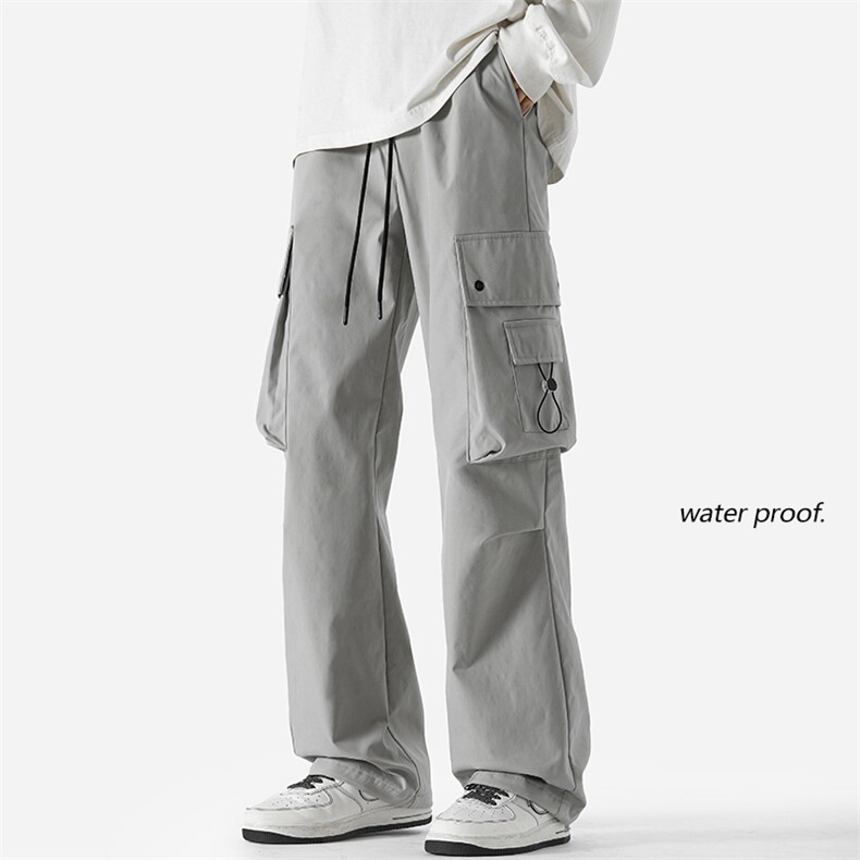 GENIOLAMODE多口袋工装冲锋裤男款2025秋季宽松直筒潮牌运动长裤，男装休闲裤，电商A082