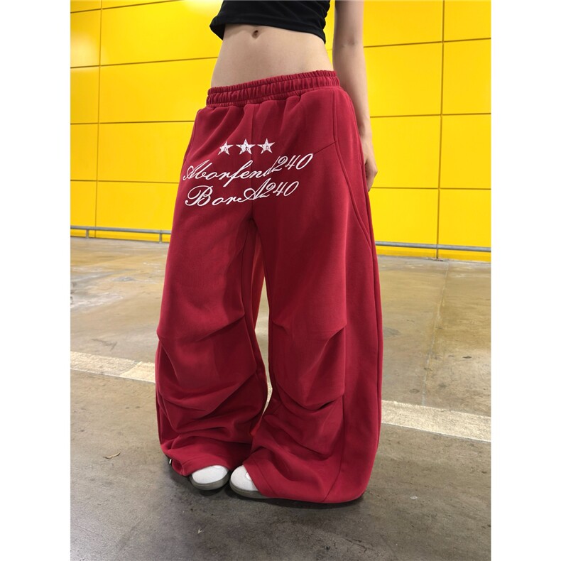 BeOurRule美式复古慵懒阔腿休闲裤辣妹百搭垂感褶皱弯刀卫裤男女,男装休闲裤,星座1210-1
