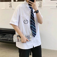 DK制服学院风jk短袖白衬衫男士毕业衬衣夏季学生WC1033-p34送领带，男装T恤，星座1008