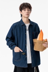 新款(跨境货源）长袖牛仔衬衫男宽松休闲外套，男装衬衫，星座1107-1