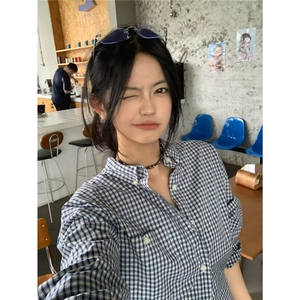 格子衬衫男女美式cleanfit高级感宽松百搭纯棉长袖衬衣潮CSW222图片