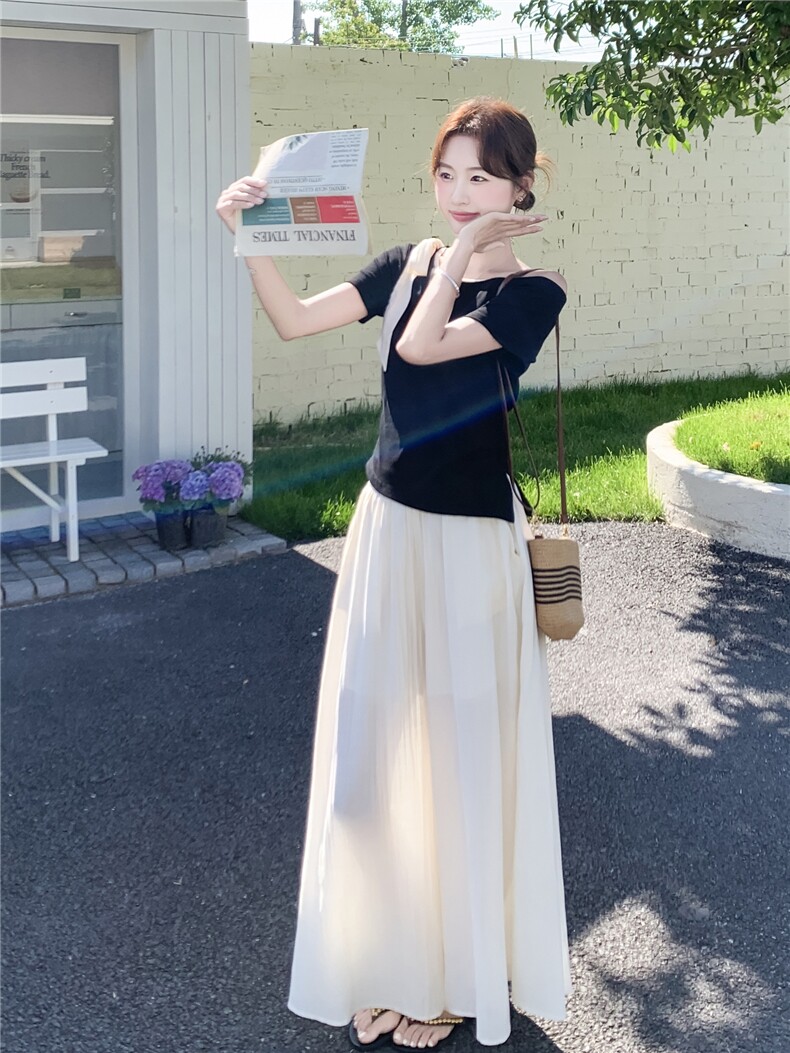 2026年夏季青春活力风拼接休闲/淑女两件套撞色,女装套装/套裙,秀美人生
