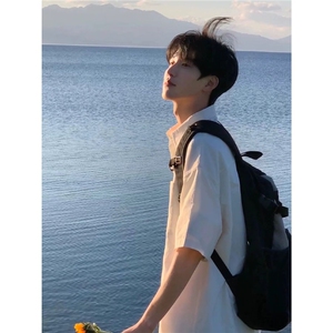 白色短袖衬衫男夏季冰感日系cityboy衬衣半袖少年感穿搭 CS520图片